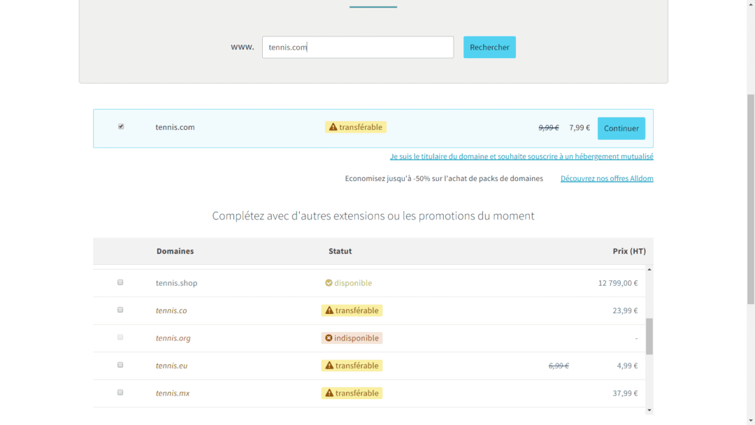 Un nom de domaine en .fr ou en .com à moins d'1 euro !